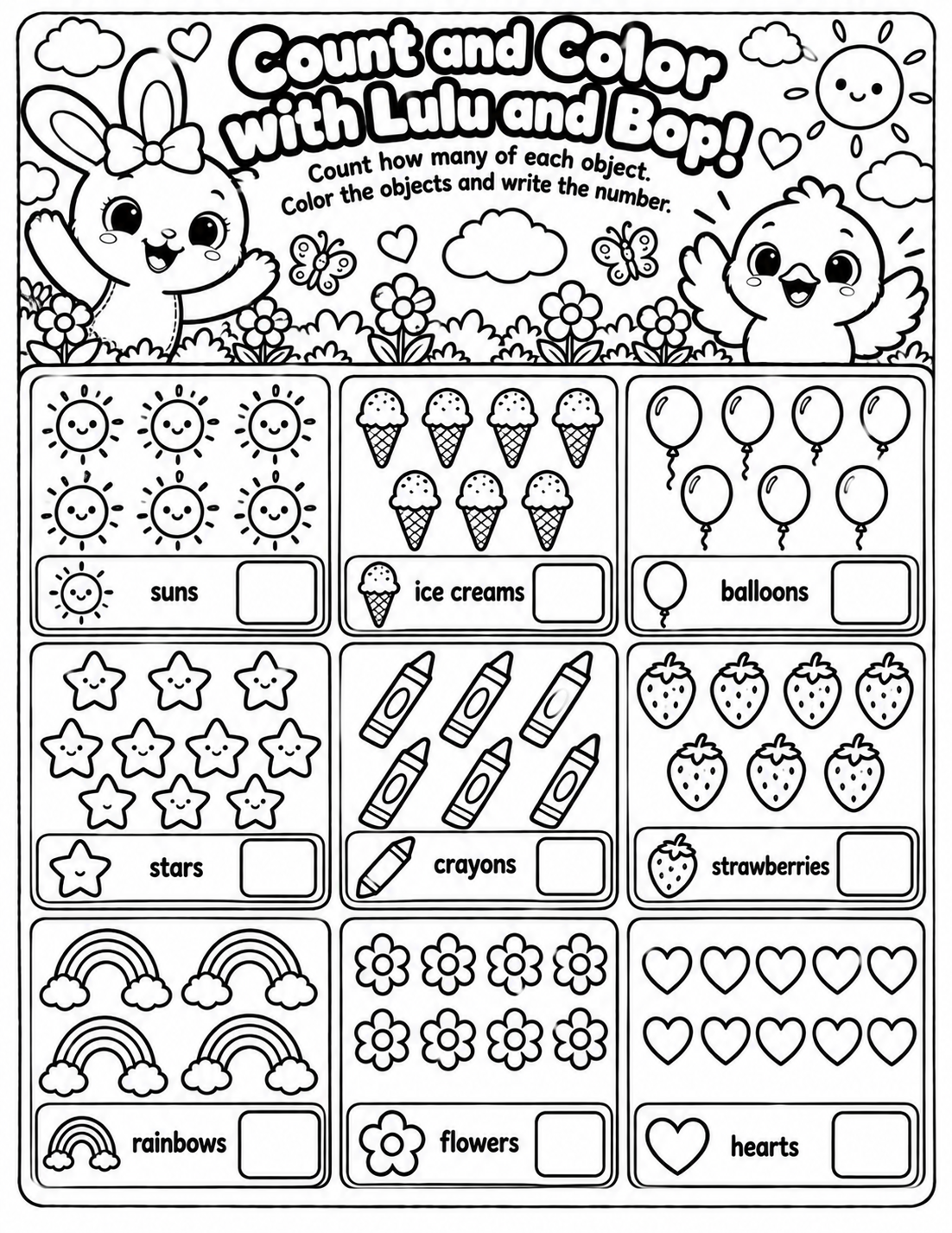 Jucyloo Adventures Counting Workbook Printable | Numbers 1–10 | Ages 3–6