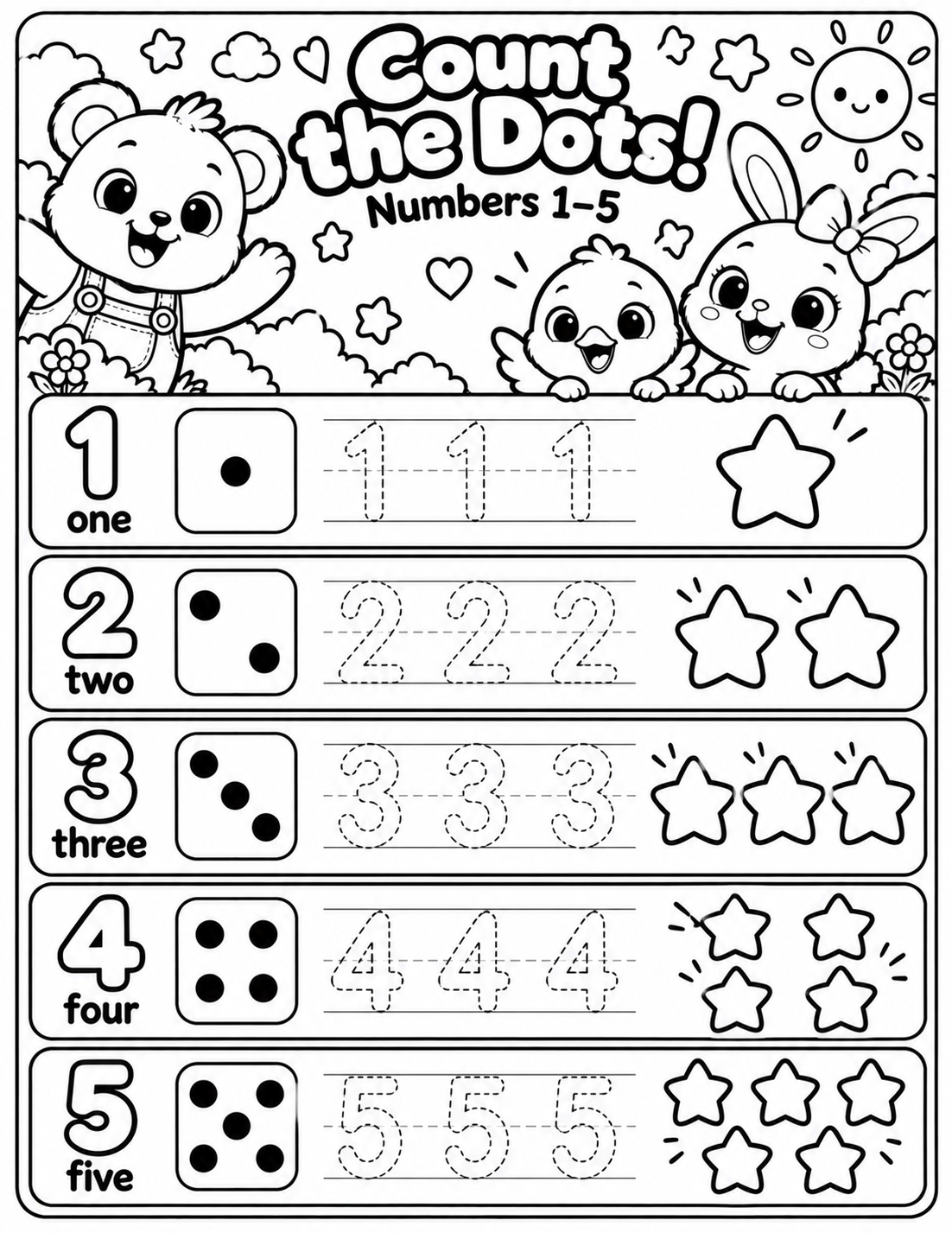 Jucyloo Adventures Counting Workbook Printable | Numbers 1–10 | Ages 3–6