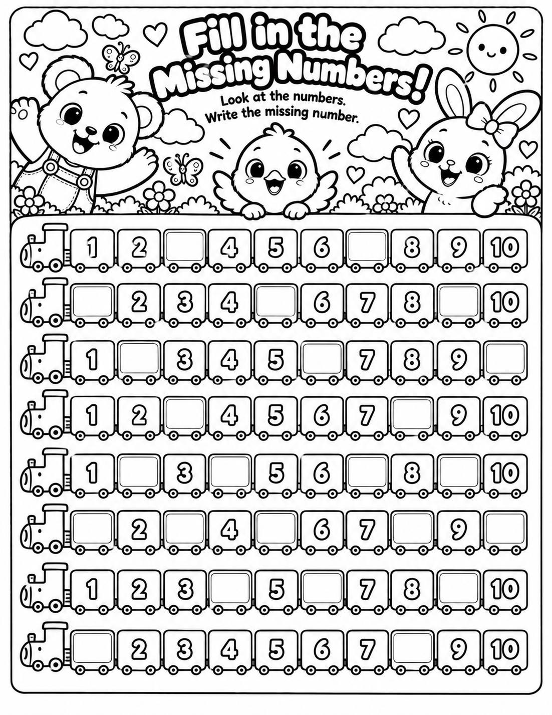 Jucyloo Adventures Counting Workbook Printable | Numbers 1–10 | Ages 3–6